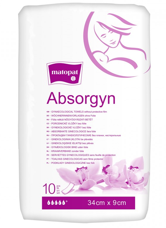 Absorgyn podkłady ginekologiczne, 34 x 9 cm, 10 szt.