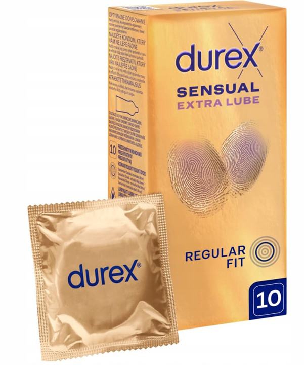 Durex Sensual Extra Lube, prezerwatywy z dodatkowym lubrykantem 10 szt.