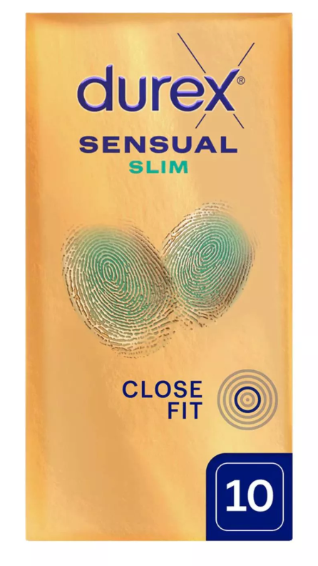 Durex Sensual Slim, prezerwatywy lateksowe, Slim, 10 szt.