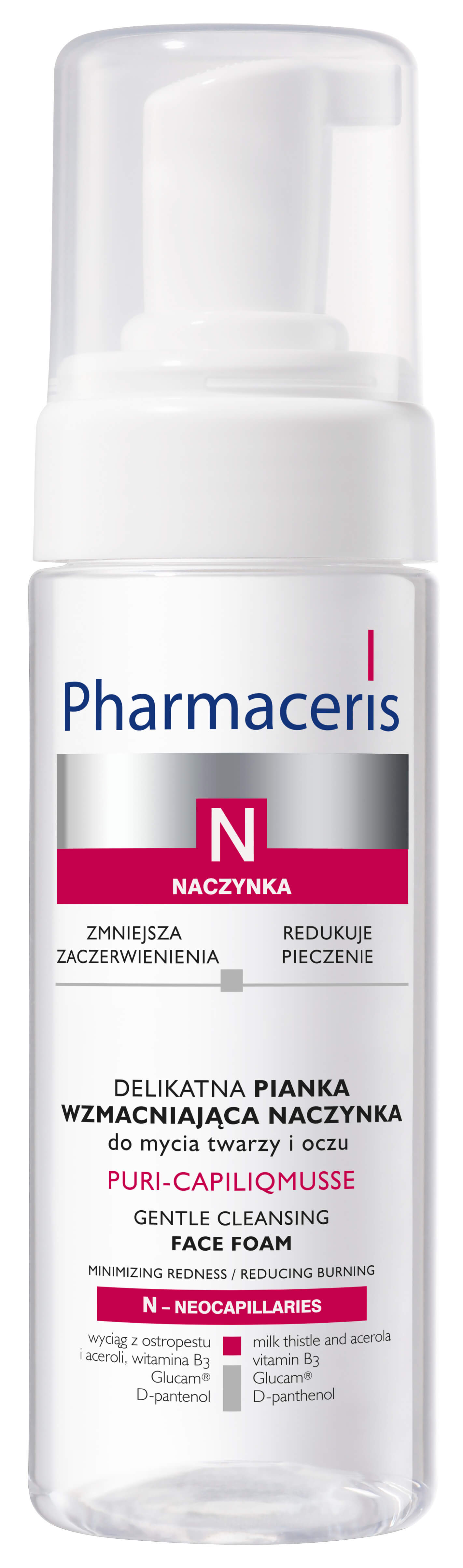 Pharmaceris N Puri-Capiliqmusse , delikatna pianka do mycia twarzy wzmacniająca naczynka, 150 ml