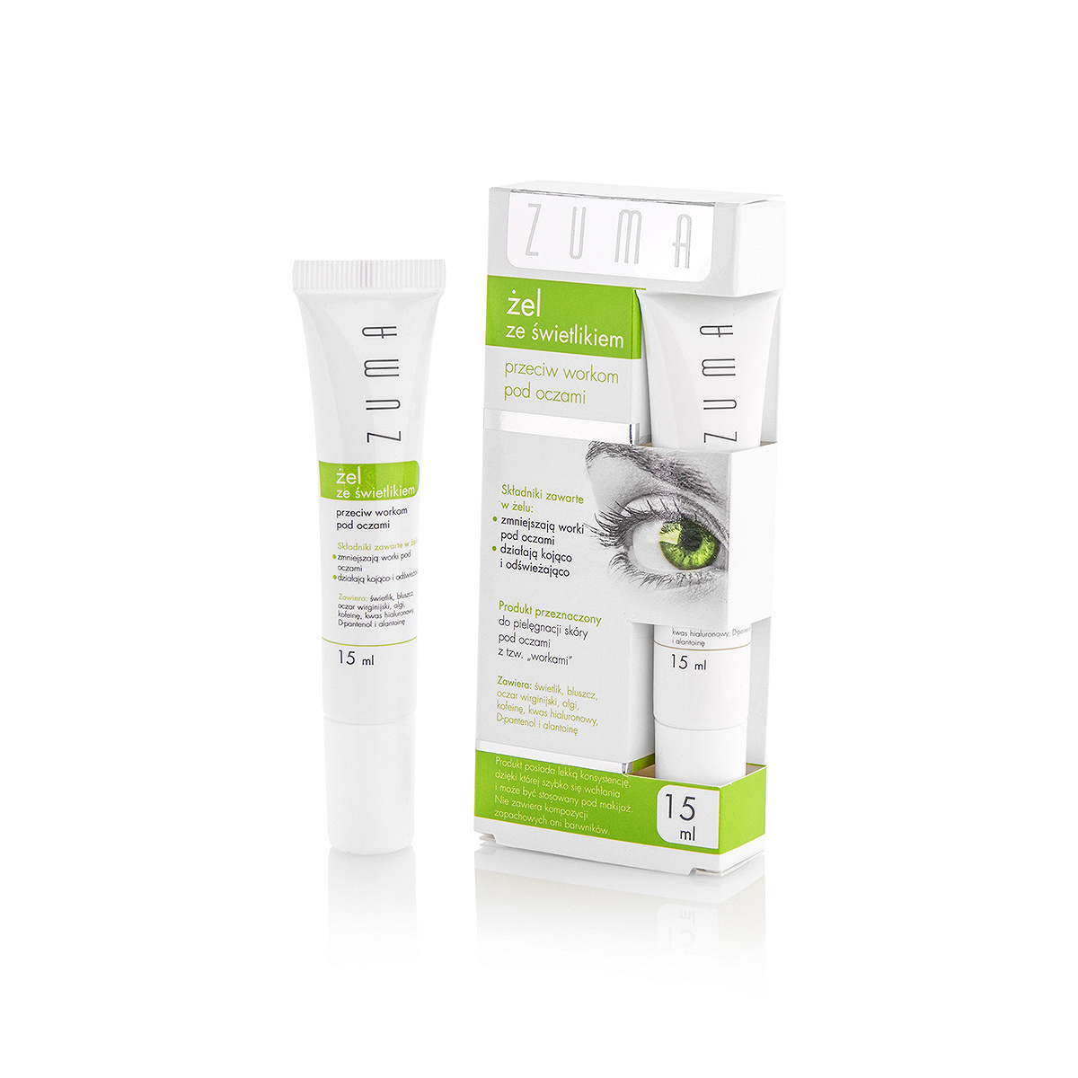 ZUMA żel przeciw workom pod oczami ze świetlikiem, 15 ml. 