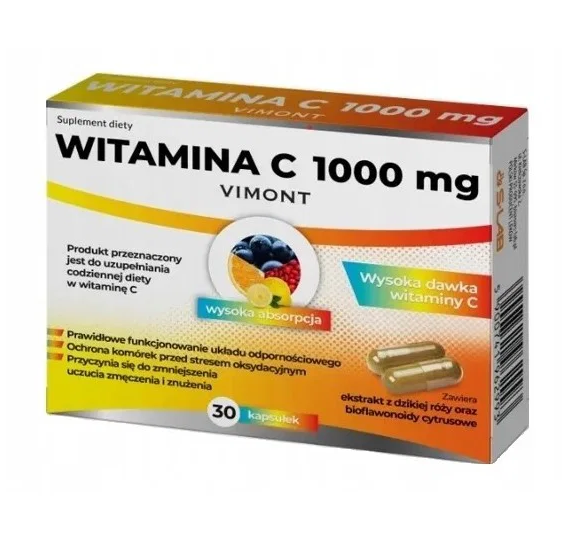 Vimont Witamina C 1000 mg 30 kapsułek KR&Oacute;TKA DATA 30.11.2026