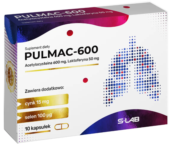 Pulmac-600, kapsułki, 10 szt. KRÓTKA DATA 30.07.2025