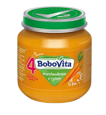 Bobovita zupka marchewkowa z ryżem, 4m+, 125 g