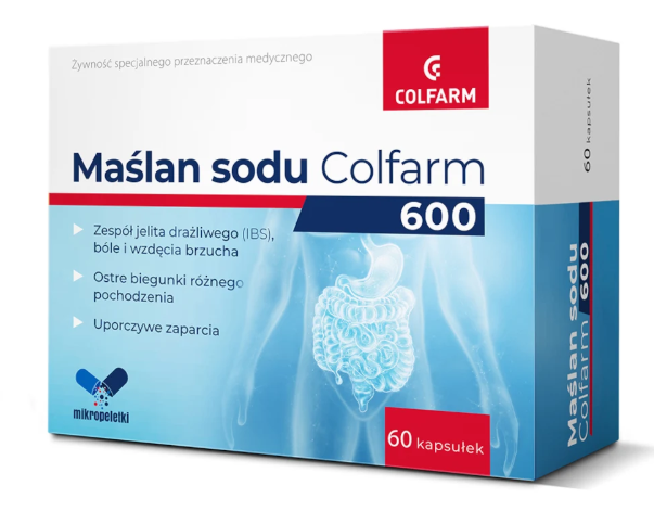 Colfarm Maślan Sodu 600mg, 60 kapsułek twardych