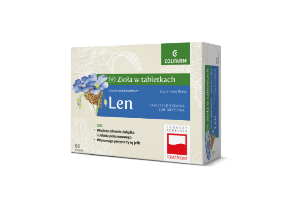 Len, tabletki do ssania z siemieniem lnianym wspomagającym zdrowy żołądek, 60 szt.