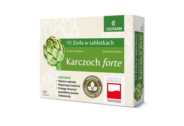 Karczoch Forte, tabletki ze składnikami wspomagającymi funkcjonowanie układu pokarmowego, 60 szt.
