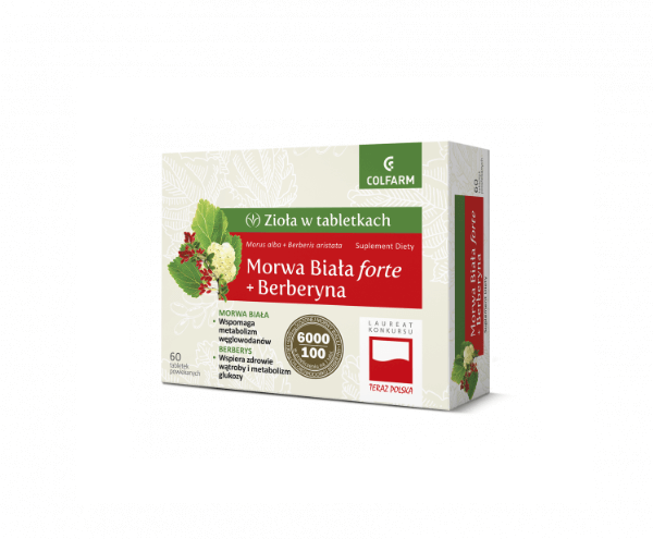 Morwa Biała + Berberyna, tabletki ze składnikami wspierającymi metabolizm, 60 szt.
