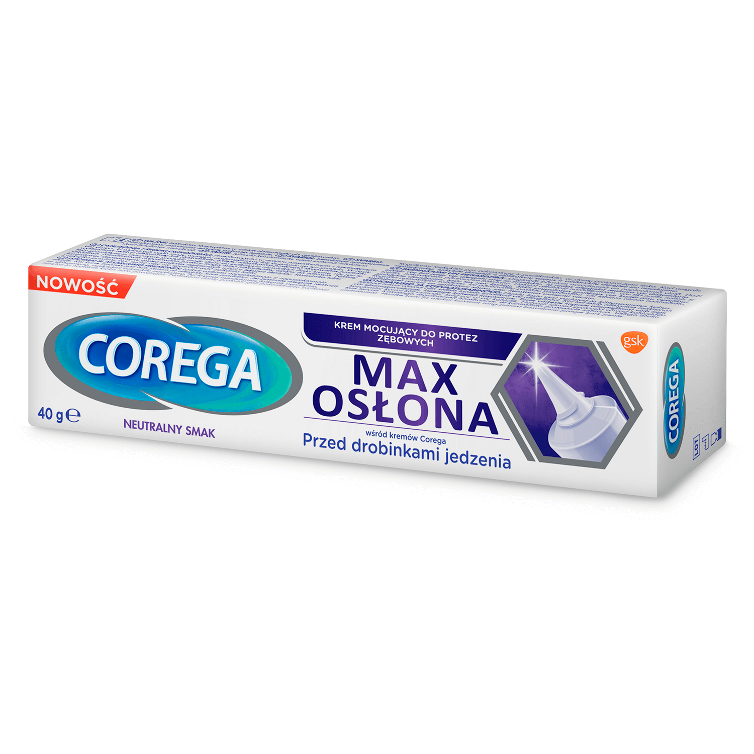 Corega Max Osłona, krem mocujący do protez zębowych o neutralnym smaku, 40 g