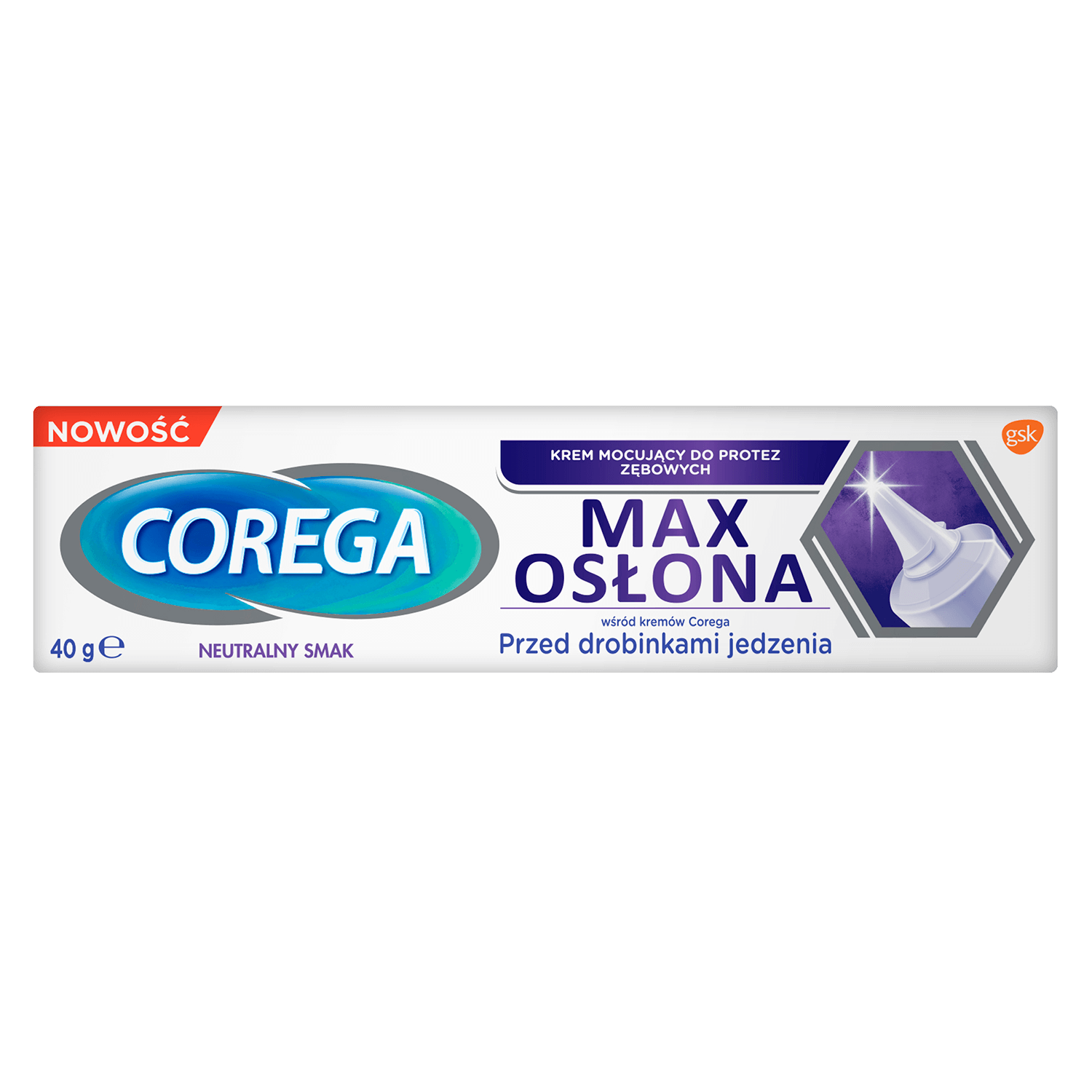 Corega Max Osłona, krem mocujący do protez zębowych o neutralnym smaku, 40 g