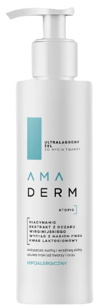 AMADERM ATOPIC, ultrałagodny żel do mycia twarzy, 200 ml KRÓTKA DATA 30.09.2025