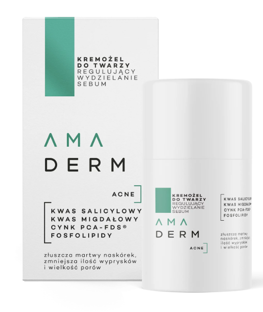 AMADERM ACNE, kremożel do twarzy regulujący wydzielanie sebum, 50 ml