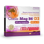 Olimp Chela-Mag B6+D3 kapsułki ze składnikami uzupełniającymi codzienną dietę w magnez, witaminy D, K i B, 30 szt.
