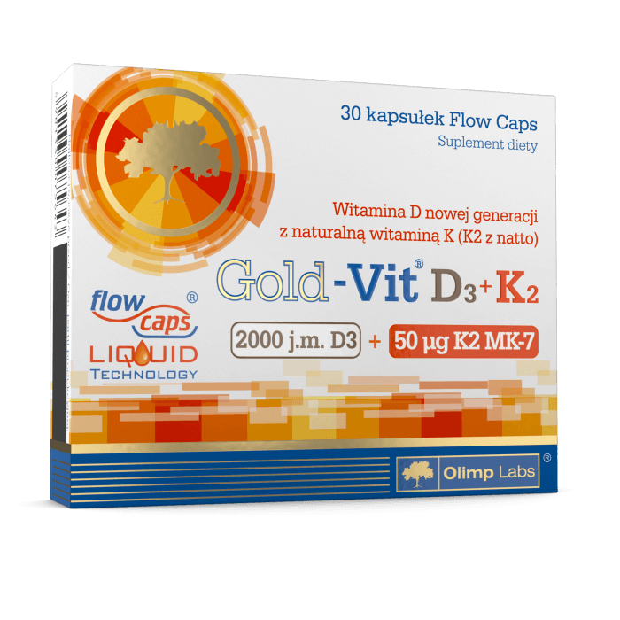 Olimp Gold-Vit D3+K2 2000, kapsułki ze składnikami uzupełniającymi dietę w witaminy D i K, 30 szt.
