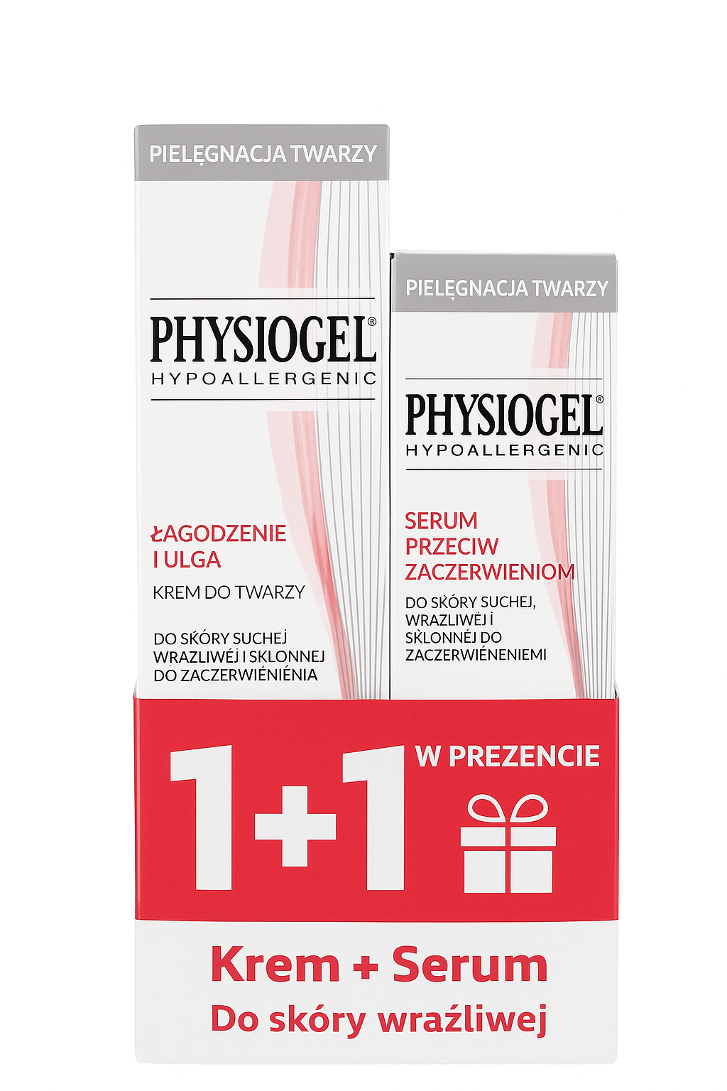Physiogel Łagodzenie i Ulga, krem do twarzy, 40 ml + serum przeciw zaczerwienieniom, 30 ml