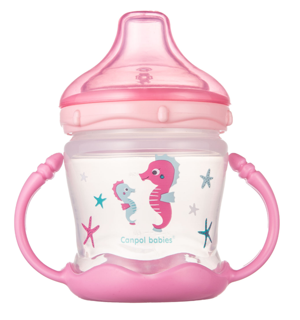 Canpol babies, kubek niekapek LOVE&SEA różowy, 180ml