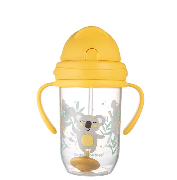 Canpol babies, kubek niekapek z rurką i odważnikiem, od 6 m.ż., kolor: żółty, 270 ml