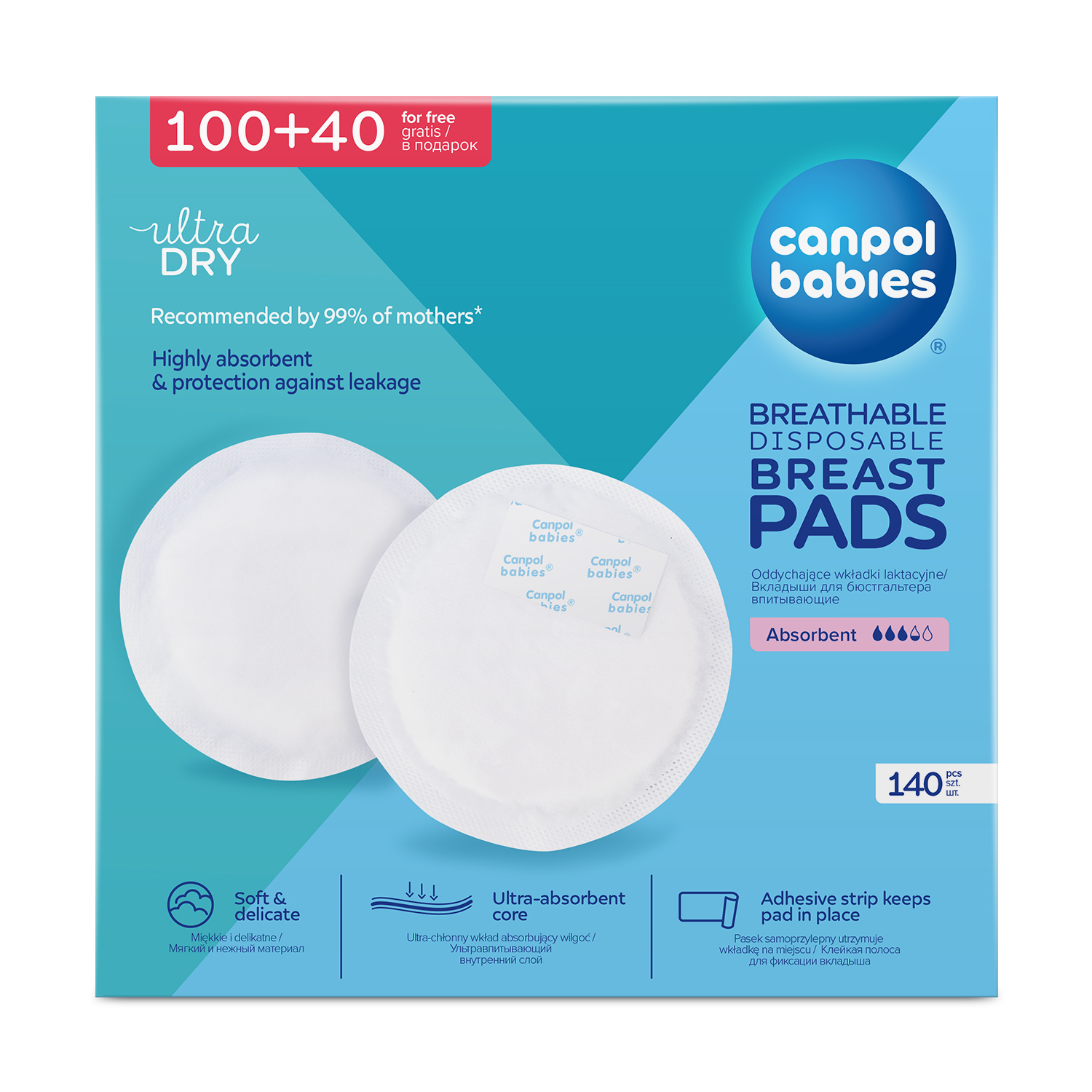 Canpol Babies wkładki laktacyjne z paskiem samoprzylepnym 140 szt.
