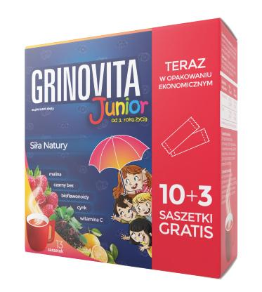 Grinovita Junior, proszek do rozpuszczenia wspierający odporność dla dzieci, 13 sasz.