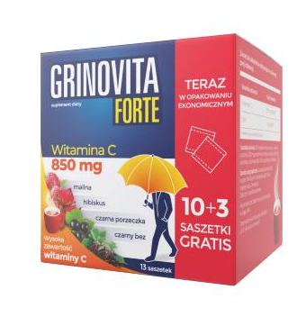 Grinovita Forte, saszetki ze składnikami wspomagającymi odporność, 10 sasz. (+ 3 sasz. gratis)