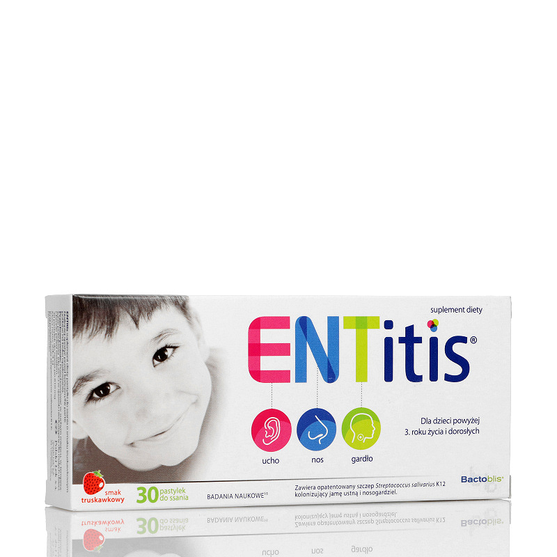 ENTitis, pastylki  o smaku truskawkowym, 30 szt.