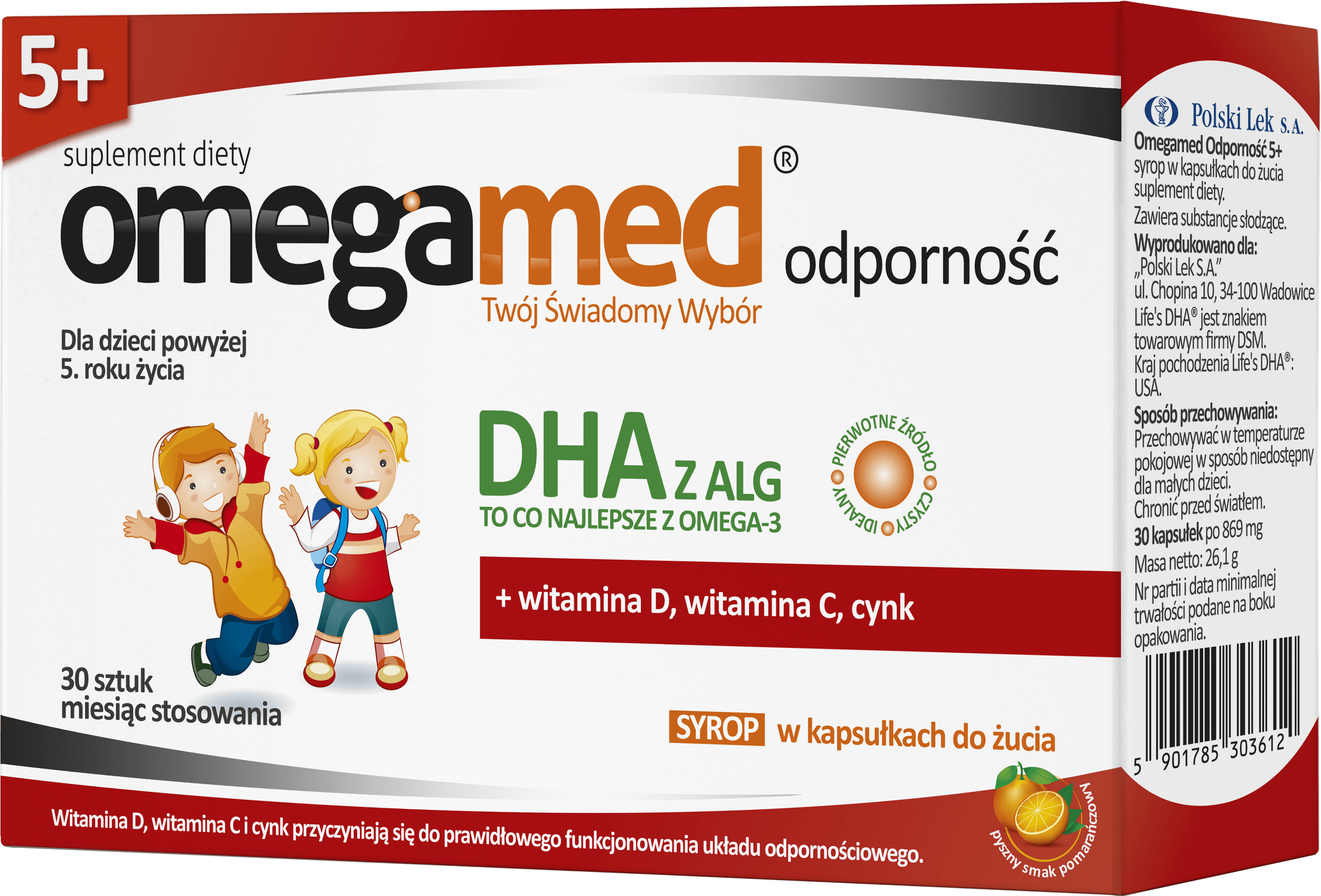 Omegamed Odporność 5+, kapsułki do żucia dla dzieci powyżej 5. roku życia, 30 szt.