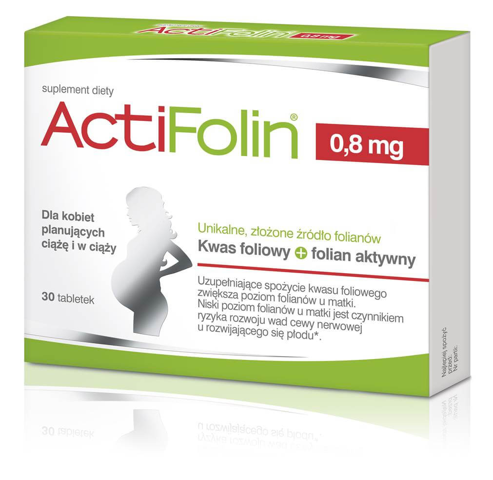 ActiFolin 0,8 mg , tabletki z kwasem foliowym dla kobiet planujących ciążę i w ciąży, 30 szt.