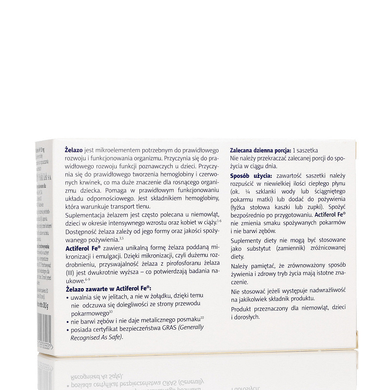 Actiferol Fe 15 mg, proszek ze składnikami uzupełniającymi dietę w żelazo, 30 sasz.