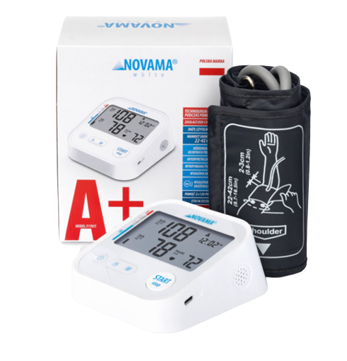 NOVAMA WHITE A+ ciśnieniomierz naramienny do pomiaru ciśnienia w warunkach domowych, 1 szt.