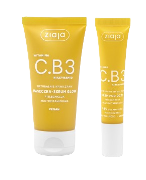 Ziaja Witamina C.B3 Niacynamid maseczka-serum glow, 50 ml + krem pod oczy, 15 ml