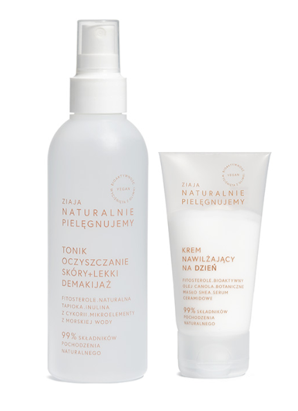 Ziaja Naturalnie, krem na dzień, 50 ml + tonik, 200 ml