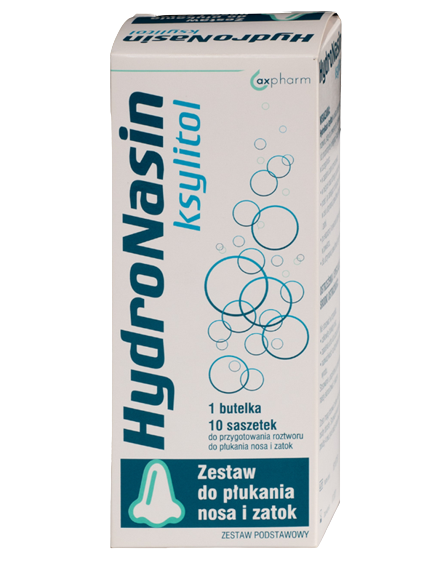HydroNasin Ksylitol, zestaw podstawowy do płukania nosa i zatok, 1 szt.