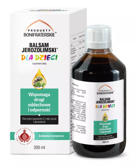 Balsam Jerozolimski Dla dzieci, syrop, butelka 200 ml KRÓTKA DATA 31.07.2025