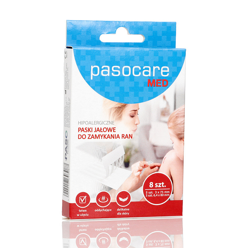 Pasocare Med , paski jałowe do zamykania ran, 8 szt.