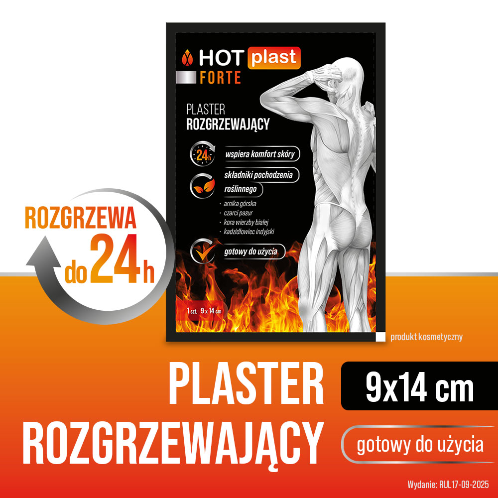 Hot Plast Forte, plaster rozgrzewający, 9 cm x 14 cm