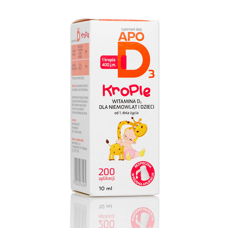 ApoD3 Krople, z witaminą D dla noworodków, dzieci i niemowląt, butelka z pompką 10 ml