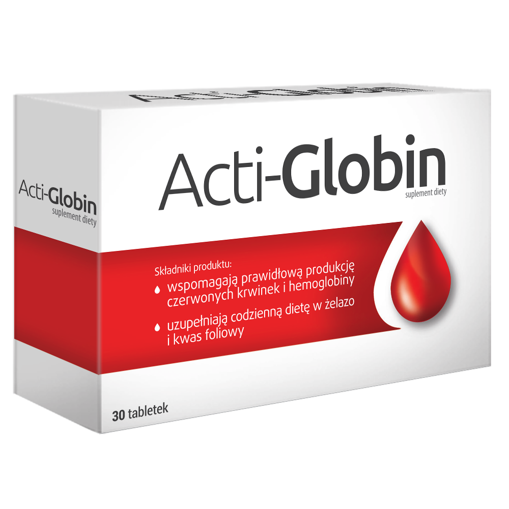 Acti-Globin, tabletki ze składnikami uzupełniającymi dietę w żelazo i kwas foliowy, 30 szt.