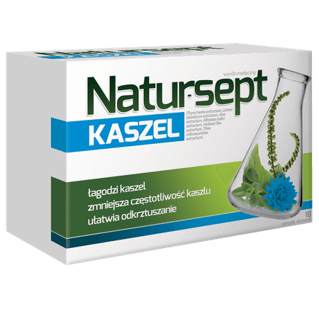 Natur-Sept Kaszel, pastylki zmniejszające częstotliwość kaszlu oraz ułatwiające odkrztuszanie, 18 szt.