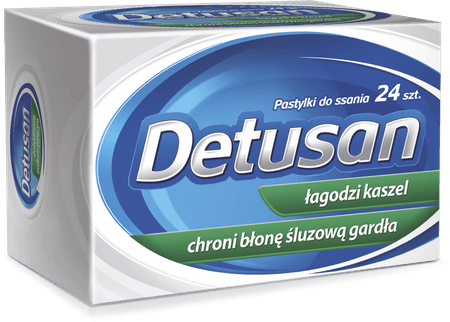 Detusan, pastylki ograniczające częstotliwość odruchu kaszlowego u osób palących, 24 szt.