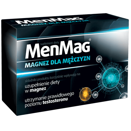 MenMag, tabletki z magnezem pomagającym utrzymać prawidłowy poziom testosteronu, dla mężczyzn, 30 szt.