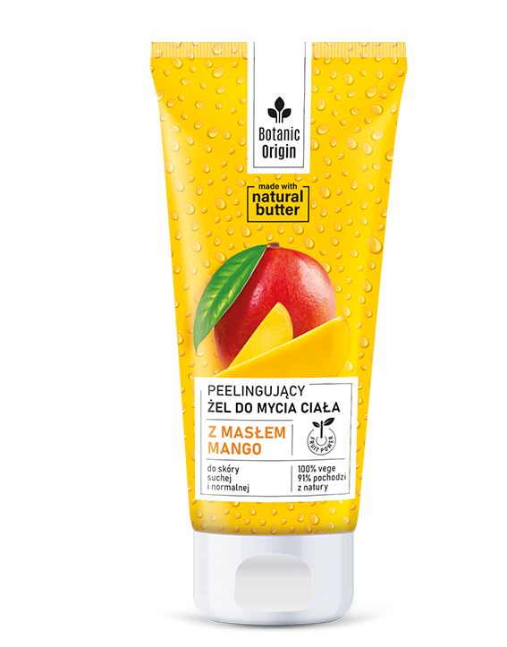 Botanic Origin, żel peelingujący do mycia ciała z masłem mango, 200 ml