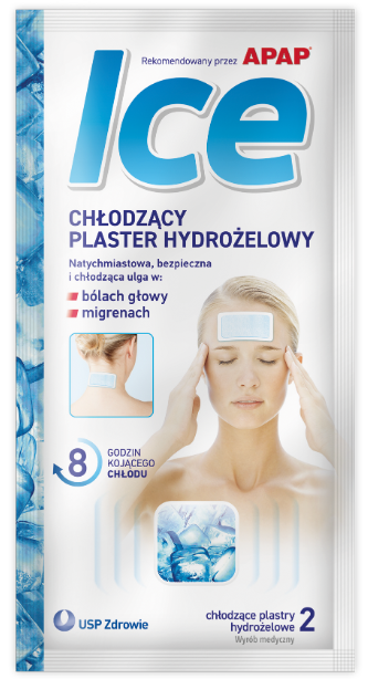 Apap ICE, plaster hydrożelowy w migrenowych bólach głowy, 2 szt.