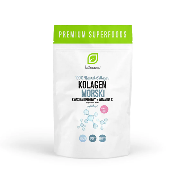 Kolagen morski + wit C + kwas hialuronowy, proszek ze składnikami wspomagającymi utrzymanie gładkiej i elastycznej skóry, 60 g
