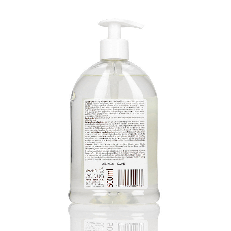 Barwa Hipoalergiczne mydło , szare w płynie, 500 ml