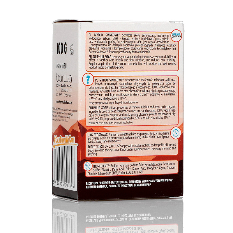 Barwa Siarkowa Specjalistyczne mydło siarkowe, mydło do cery trądzikowej, 100 g