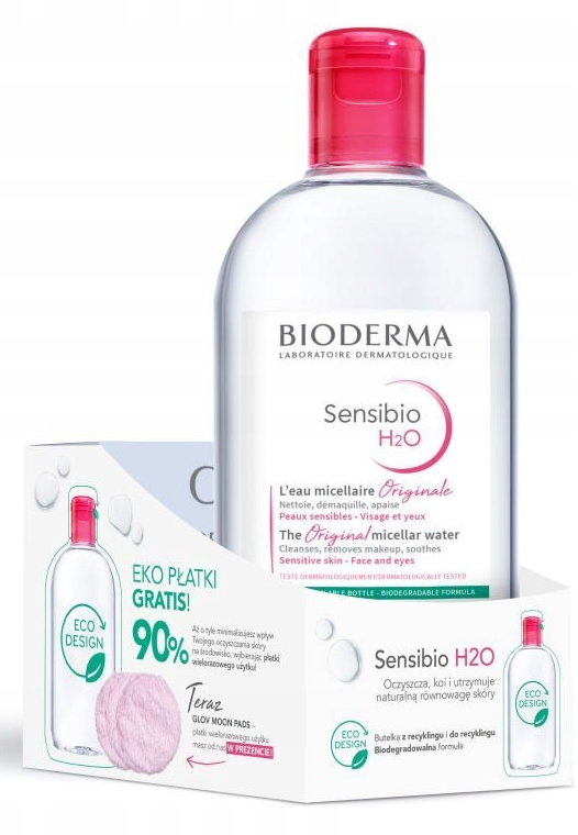 Bioderma Sensibio H2O woda micelarna, 500 ml + płatki, 3 szt.