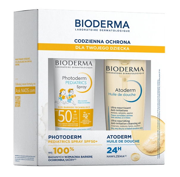 Bioderma Photoderm, pediatric spray, SPF 50+, 200ml + Atoderm Huile De Douche, 200 ml