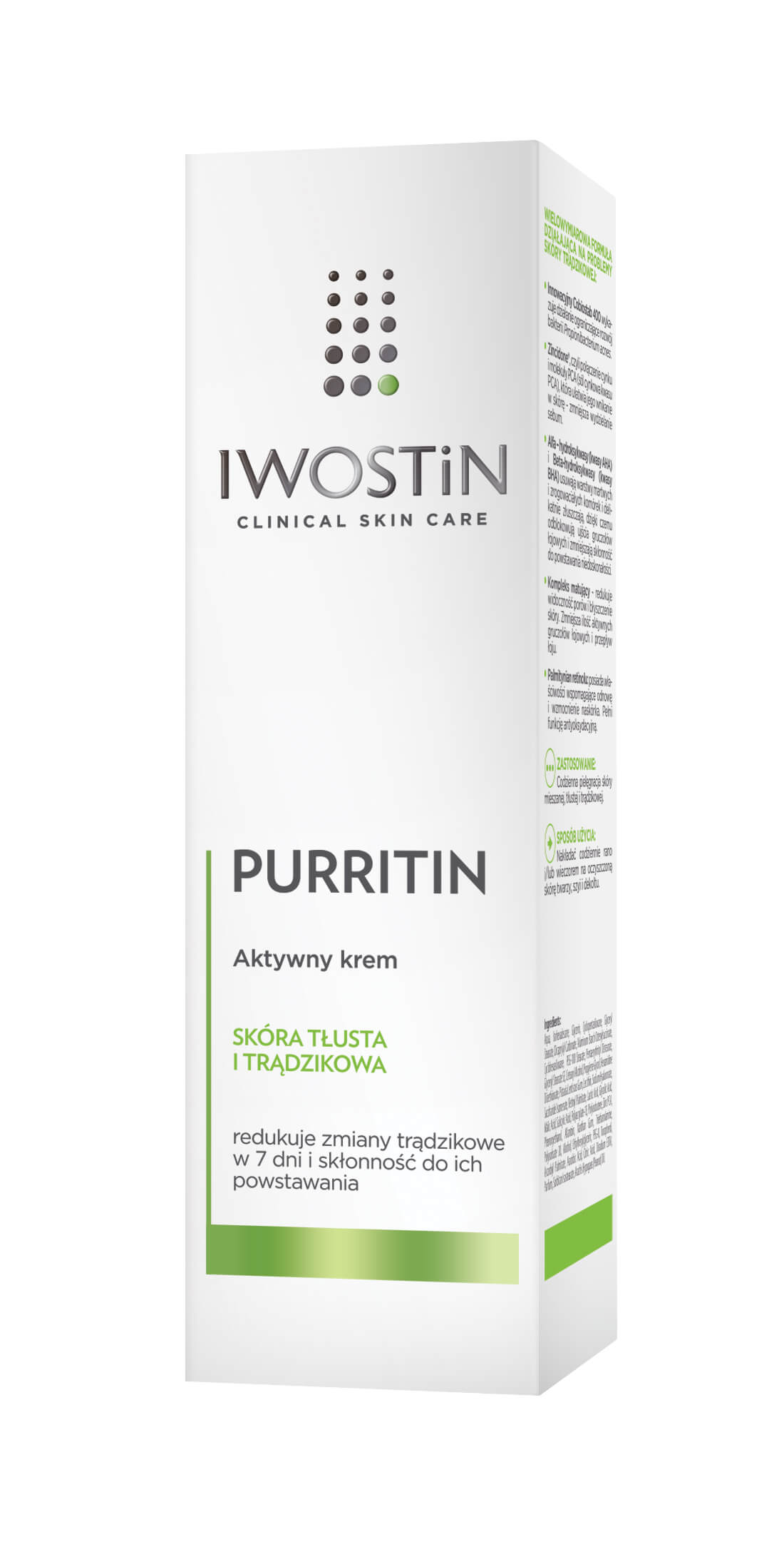 Iwostin Purritin, krem aktywny na dzień eliminujący niedoskonałości, 40 ml KRÓTKA DATA 31.01.2026