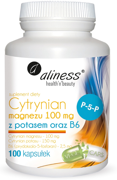 Aliness Cytrynian Magnezu 100 mg z Potasem, 100 kapsułek