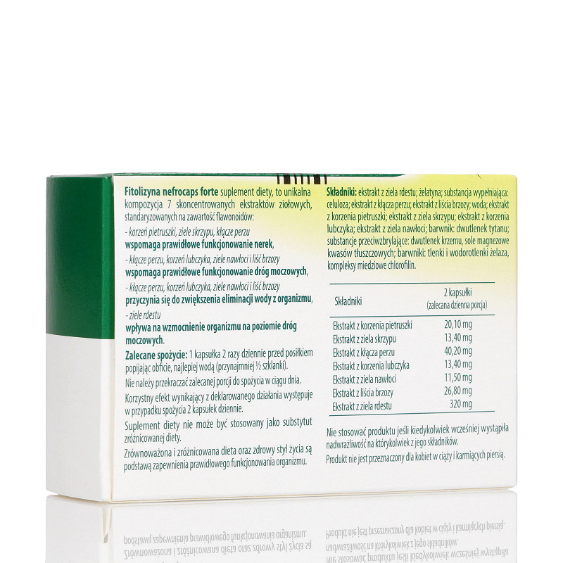 Fitolizyna Nefrocaps Forte, kapsułki ze składnikami wspomagającymi funkcjonowanie nerek i dróg moczowych, 30 szt.